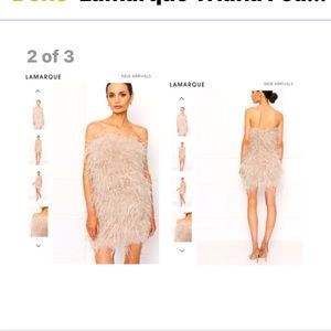 Lamarque pink dress size small strapless mixed featherostrich feather mix lining